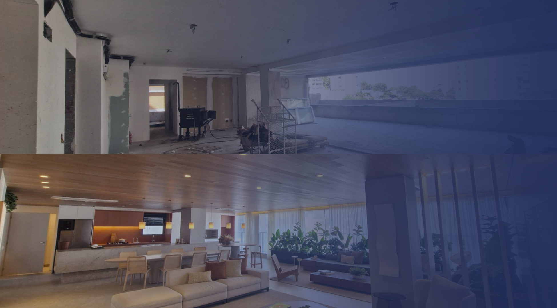 Fundo da seção principal com uma imagem de um projeto de construção.
